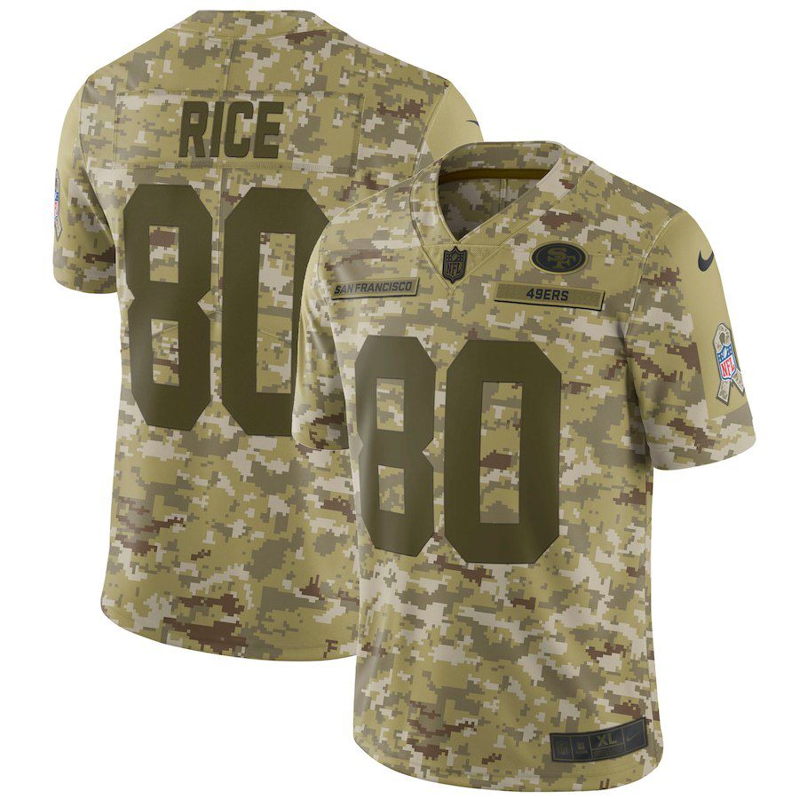 Men San Francisco 49ers #80 Rice Nike Camo Salute to Service Retired Player Limited NFL Jerseys->carolina panthers->NFL Jersey